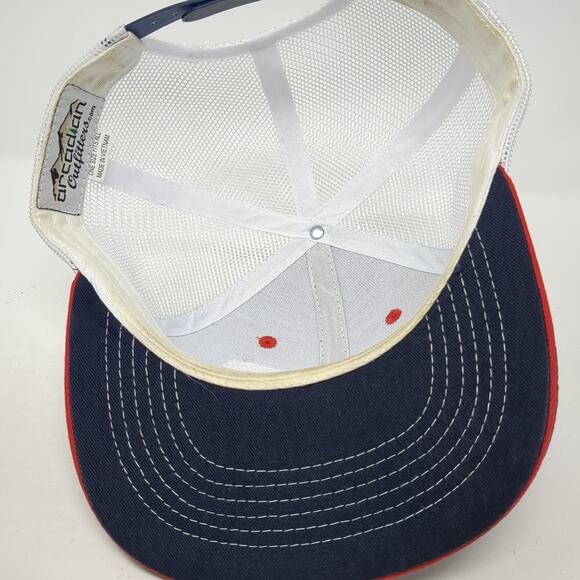 Flag Fishing Snapback Trucker Hat Blue One Size Mesh Back Arcadian Outfitters - Picture 7 of 9
